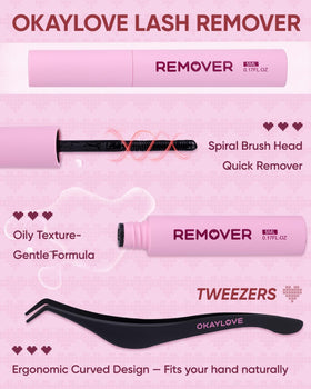 Different styles of OKAYLOVE lash clusters displayed