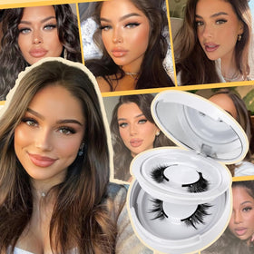 Different styles of QUEWEL magnetic eyelashes displayed