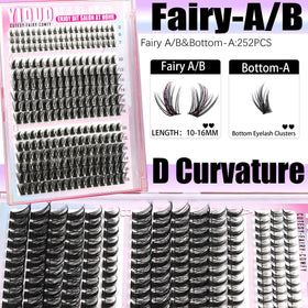 Different styles of YIDUO lash clusters displayed in kit