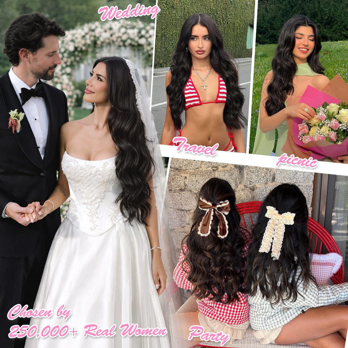 Different widths of ALXNAN hair extensions laid out