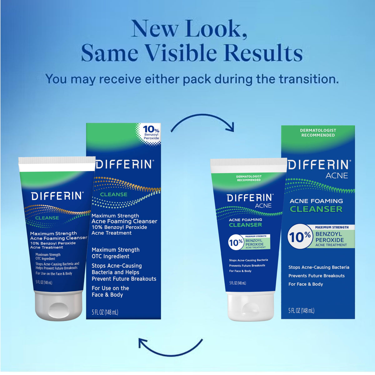 Differin Acne Face Wash 10% Benzoyl Peroxide back view