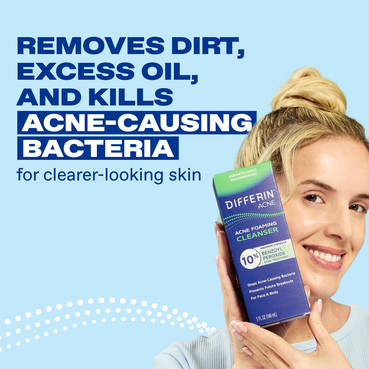 Differin Acne Face Wash 10% Benzoyl Peroxide side view