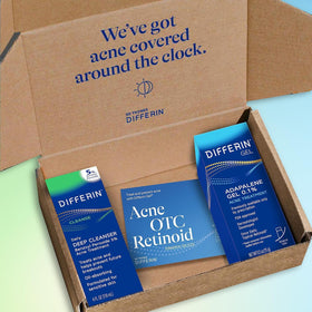 Differin Acne Kit contents displayed on a flat surface