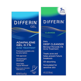 Differin Acne Kit front view with Adapalene Gel and Benzoyl Peroxide Cleanser