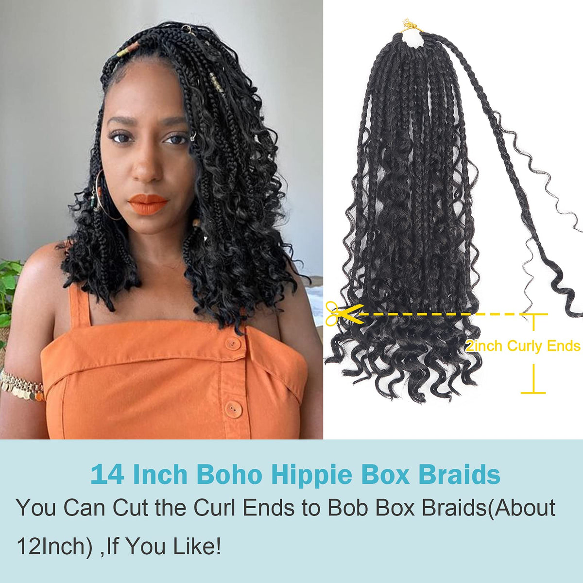 Diha Goddess Box Braids Crochet Hair 14 Inch in natural light