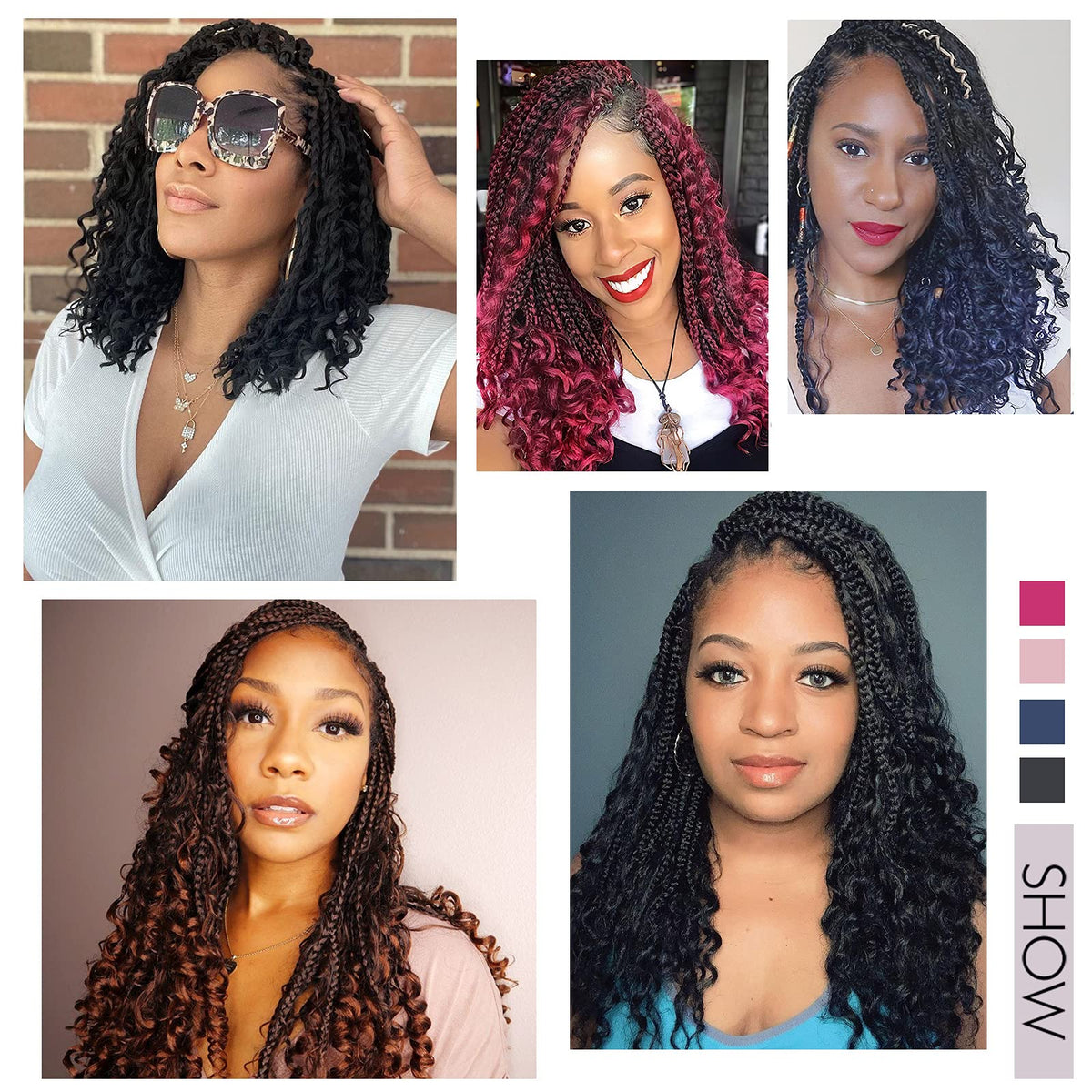 Diha Goddess Box Braids Crochet Hair 14 Inch styled on a model
