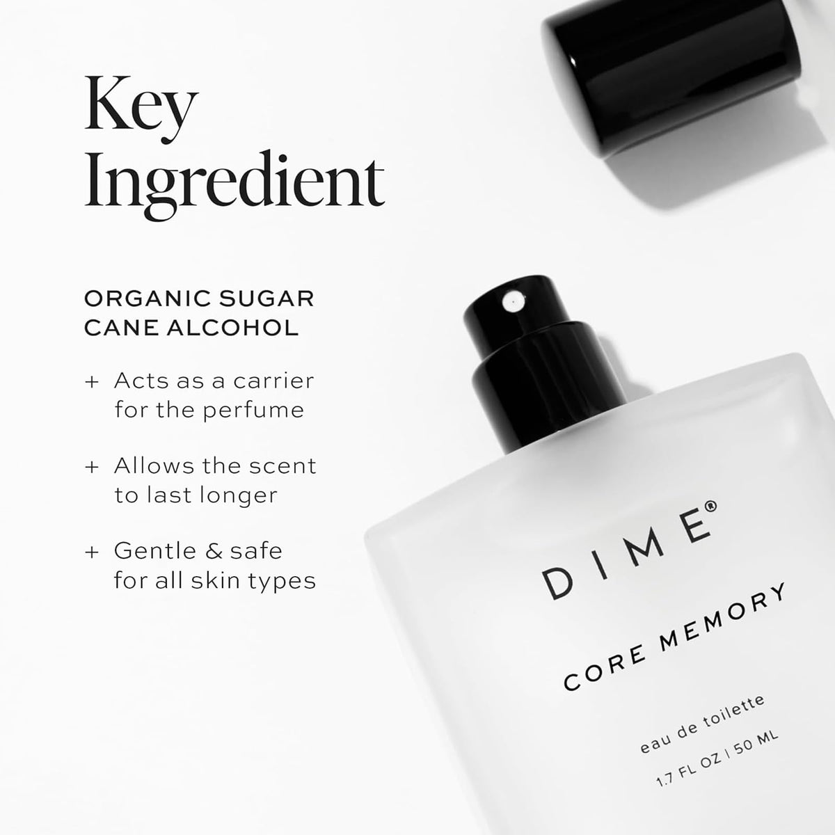 DIME Core Memory Perfume with floral arrangement