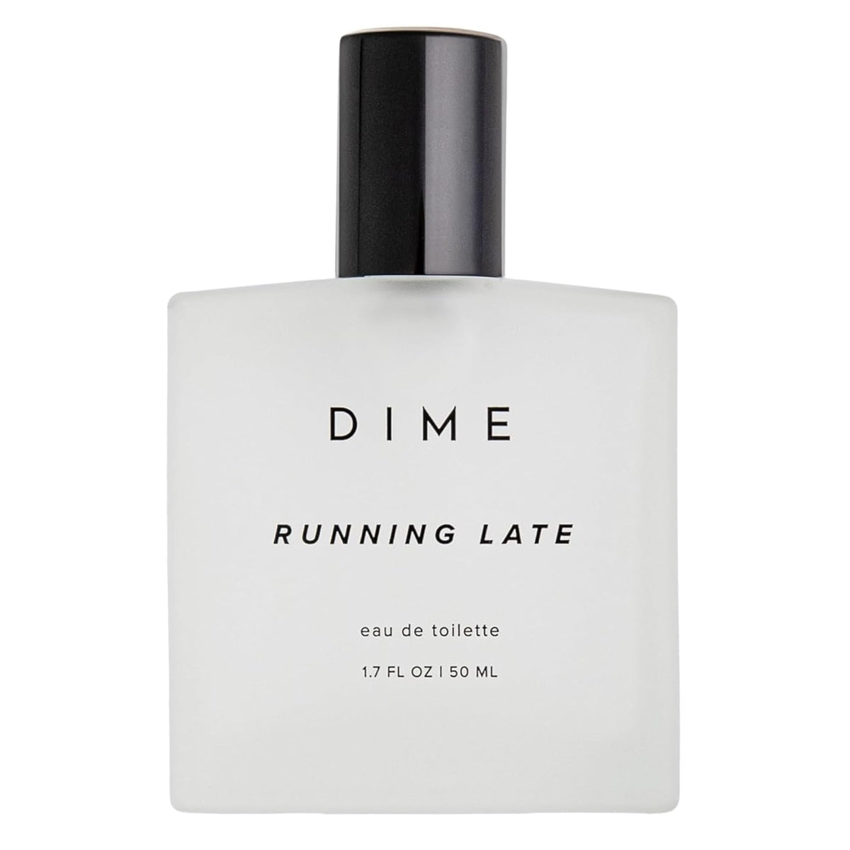 DIME Running Late Perfume 1.7 oz front view with floral design