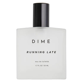 DIME Running Late Perfume 1.7 oz front view with floral design