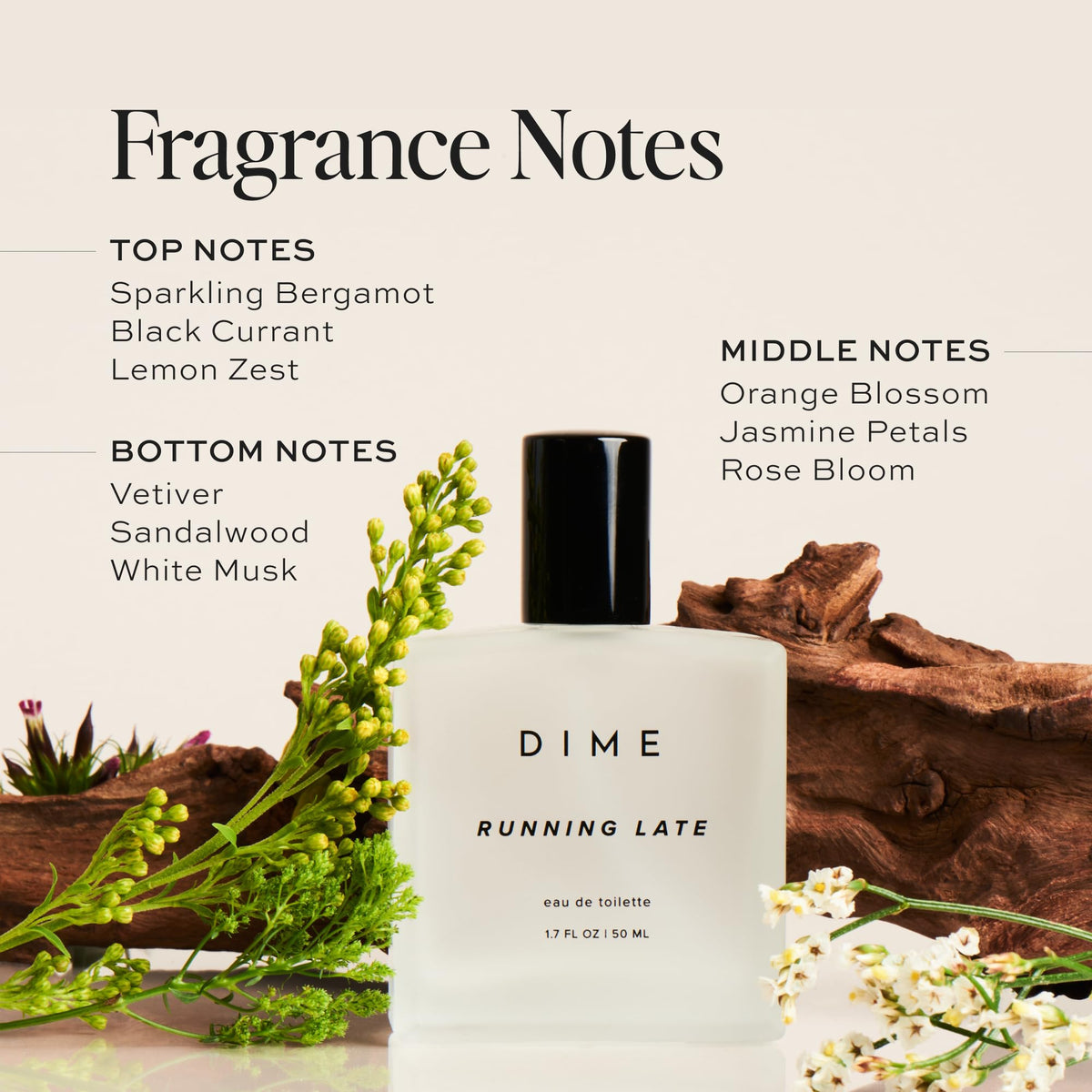 DIME Running Late Perfume 1.7 oz side view showing bottle shape