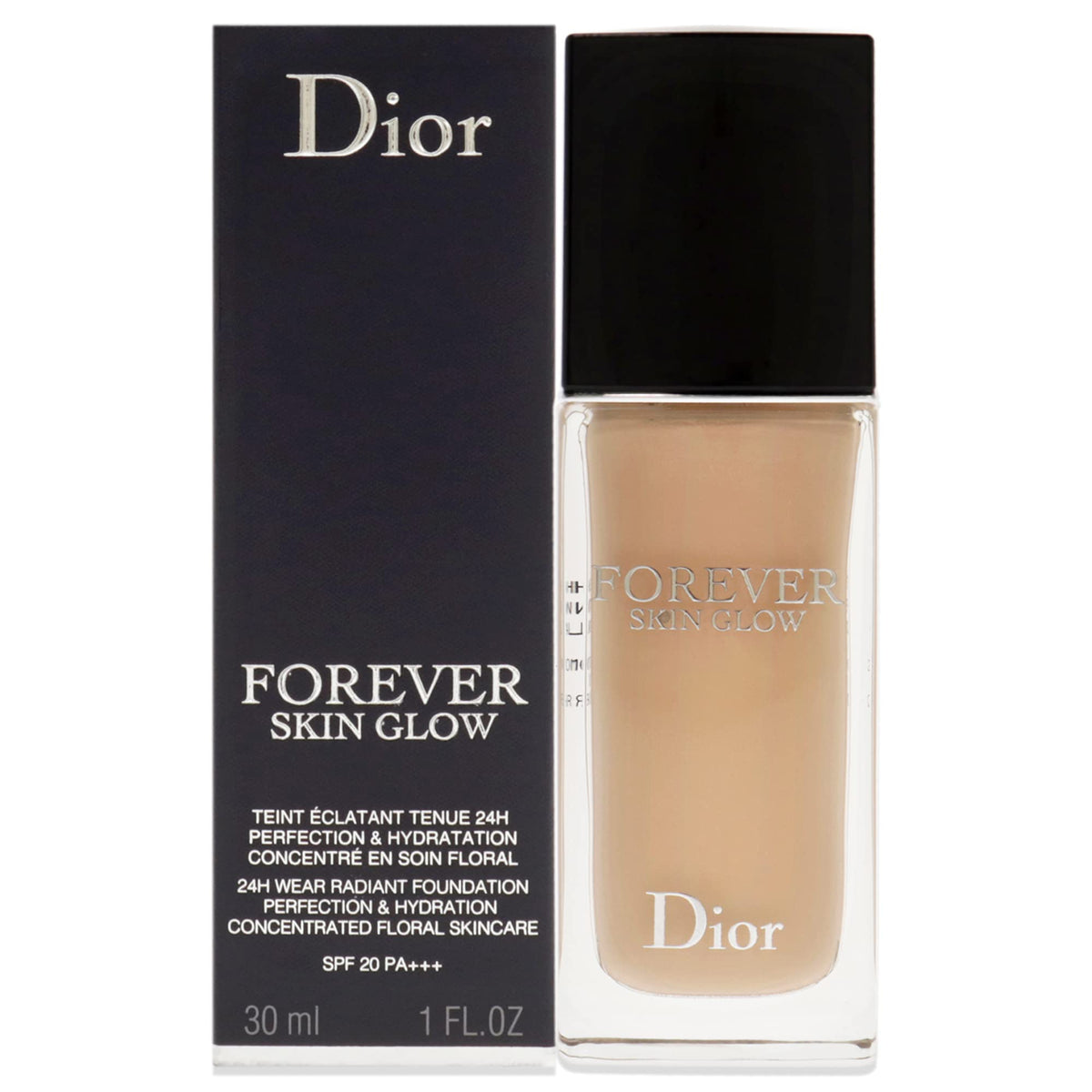 Dior Forever Skin Glow Foundation front view with SPF 20 label