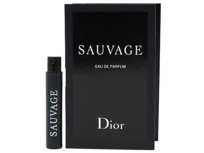 Dior Sauvage Eau de Parfum sample vial front view with cap