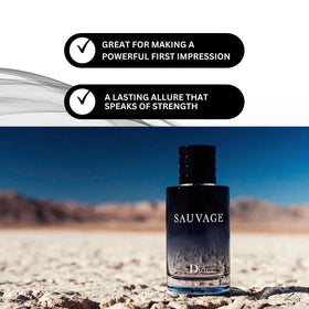 Dior Sauvage Mini bottle with background display