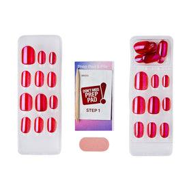 Display of 30 press on nails in various sizes and shapes