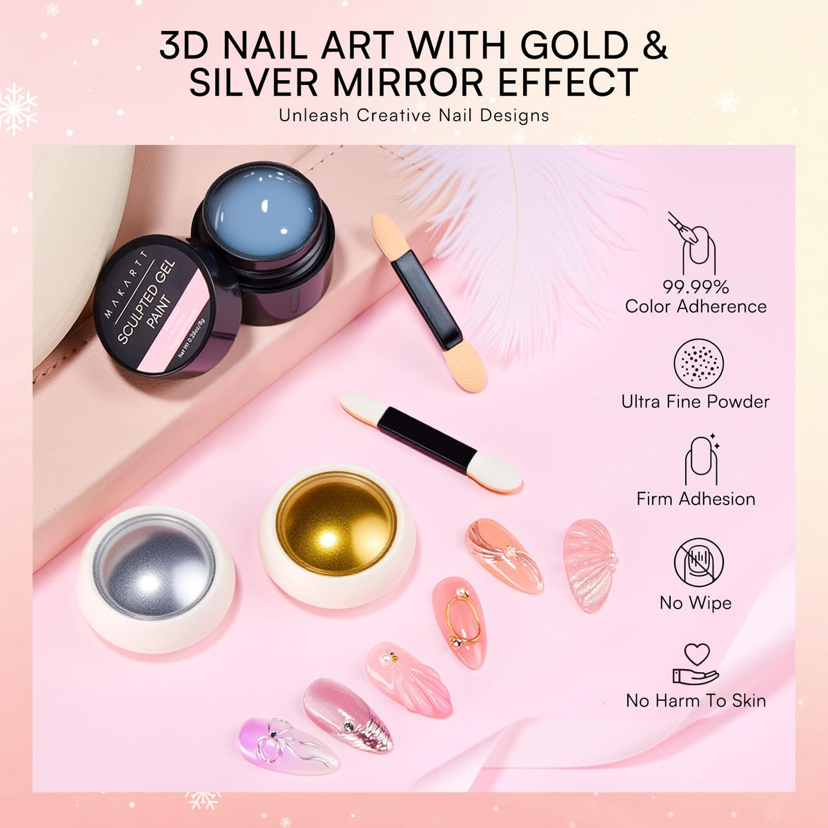 Display of all components in the Makartt nail art kit