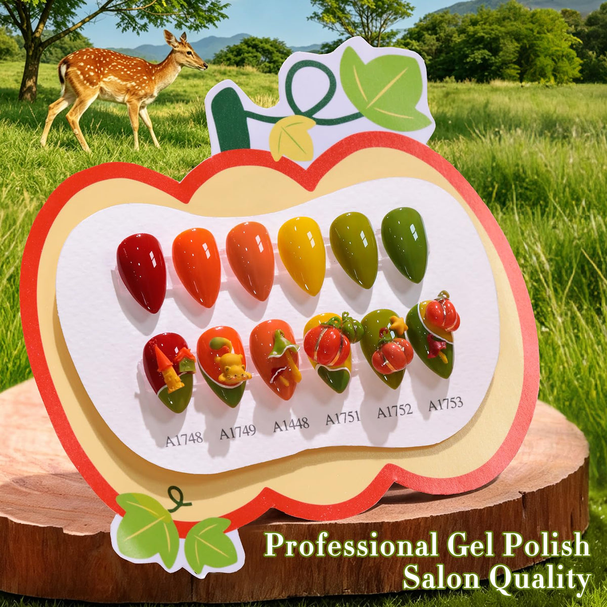 Display of Double Rhythm Gel Polish bottles with tangerine amber