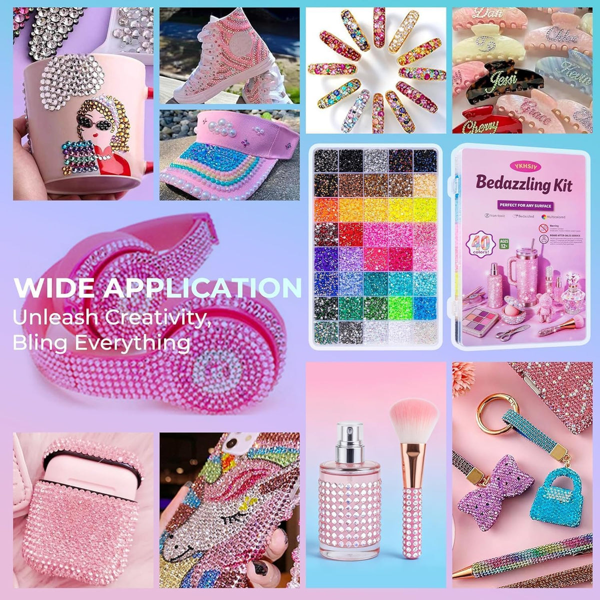 Display of finished craft items with rhinestones