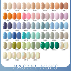 Display of GAOY 39 gel polish colours in packaging