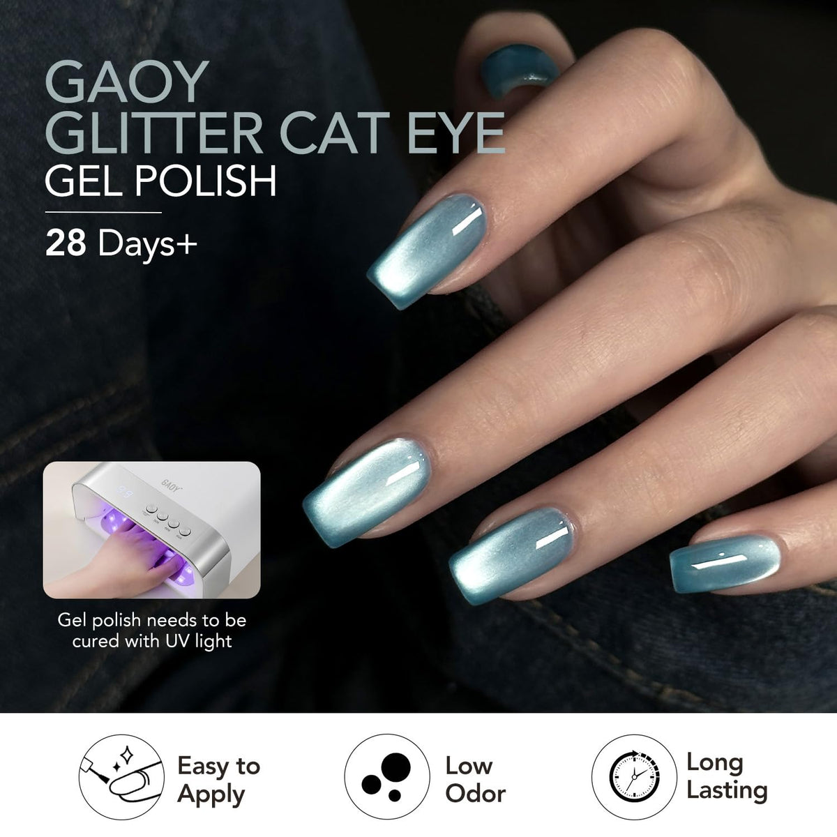 Display of GAOY Blue Cat Eye Gel Polish Set packaging