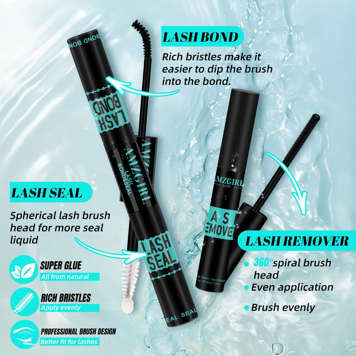 Display of mixed individual lashes in AMZGIRL kit