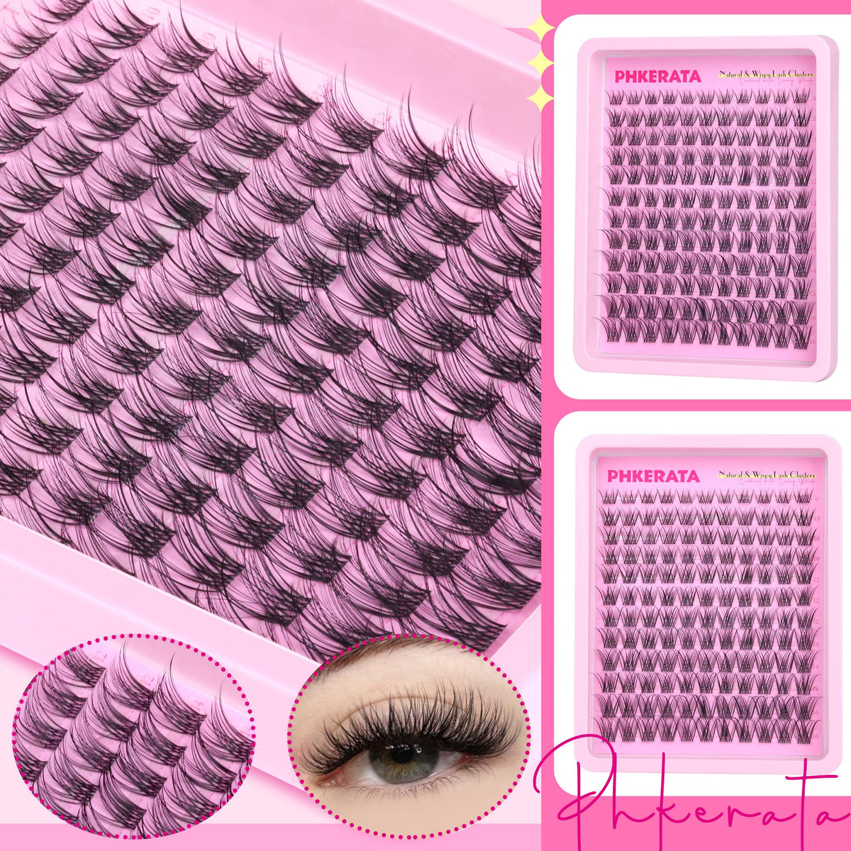Display of PHKERATA Natural Lash Clusters Kit packaging