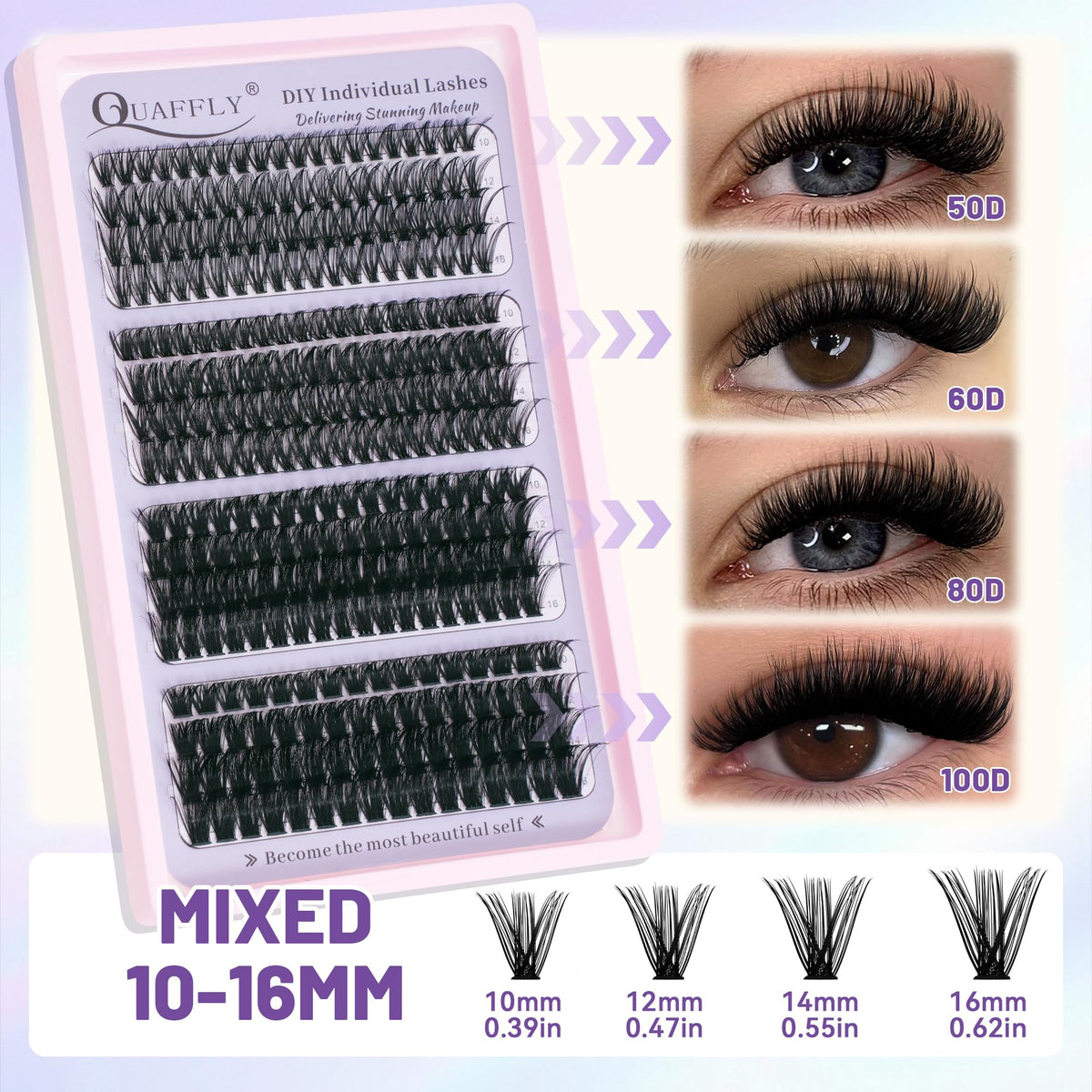 Display of QUAFFLY lash extension palettes