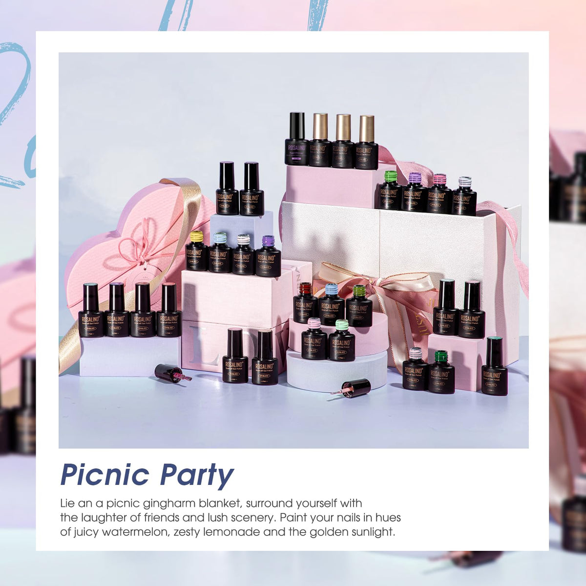Display of ROSALIND gel polish colours in a compact set