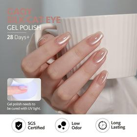 Display of six GAOY gel polish colours in packaging