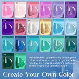 Display of various nail dip powder colours