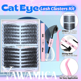 Display of Yawamica lash clusters for cat eye styles