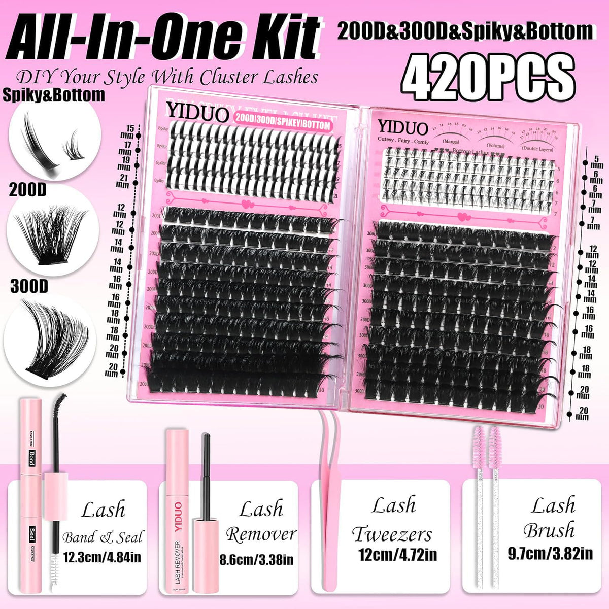 Display of YIDUO lash clusters in various lengths