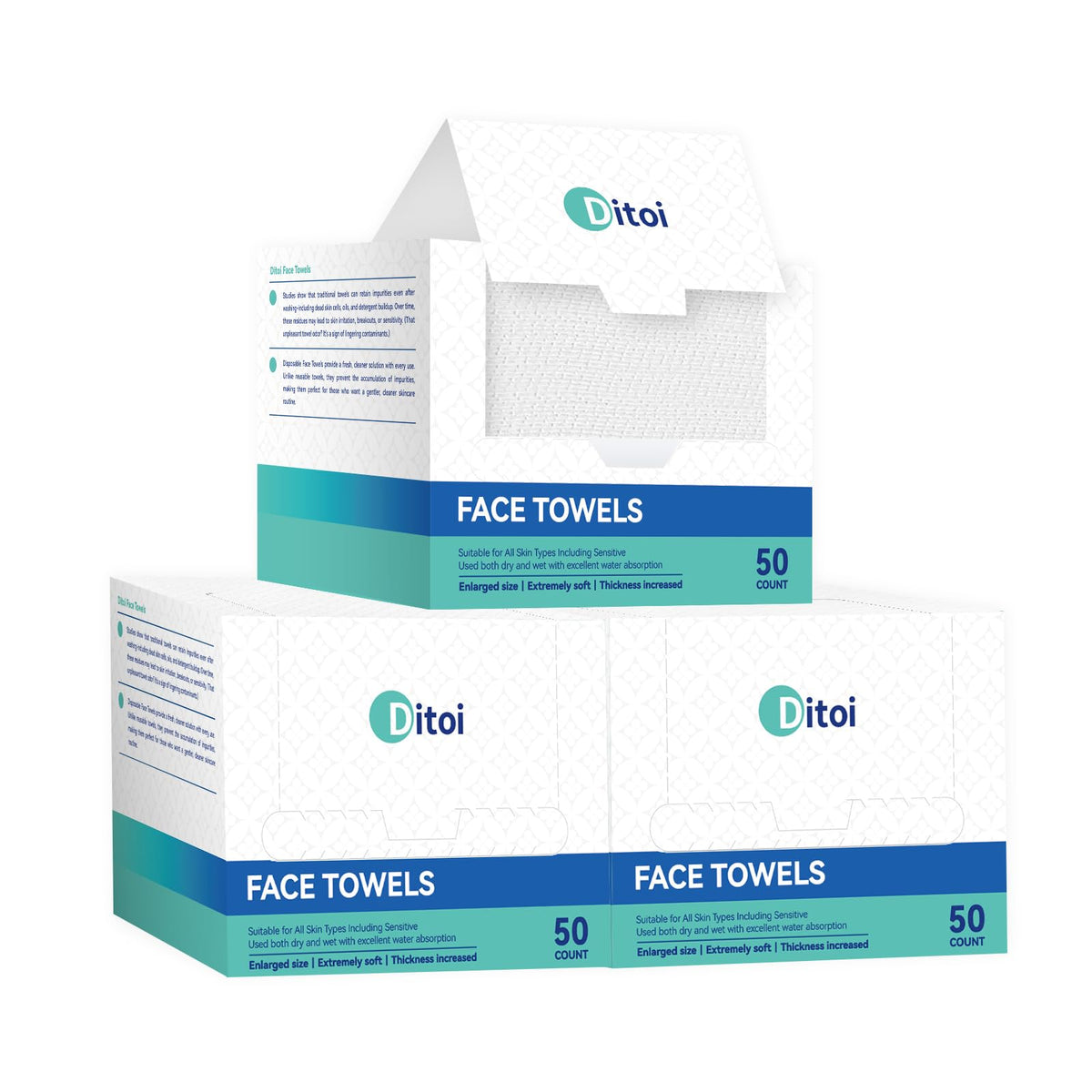 Ditoi Disposable Face Towels XXL 150 Count pack front view