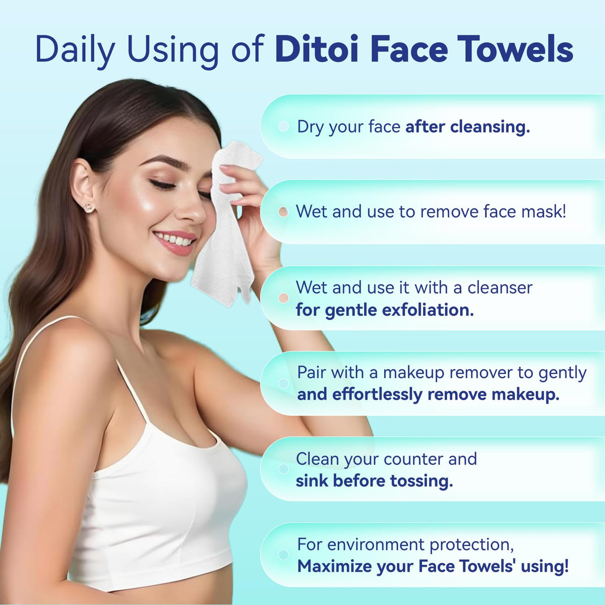 Ditoi Disposable Face Towels XXL smooth side texture