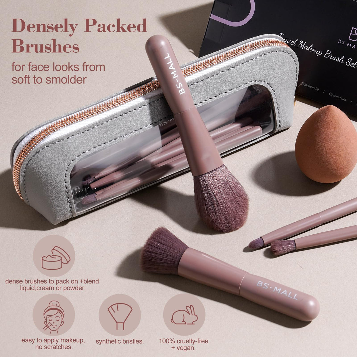 Diverse range of BS-MALL makeup brushes for various applications