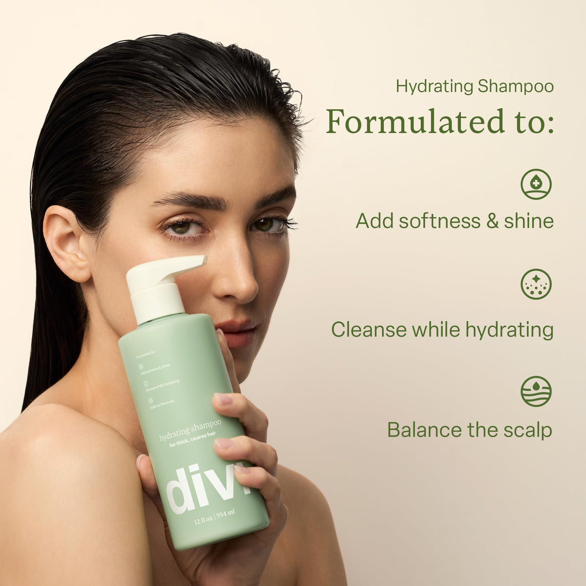 Divi Hydrating Conditioner bottle front view, 12 fl oz
