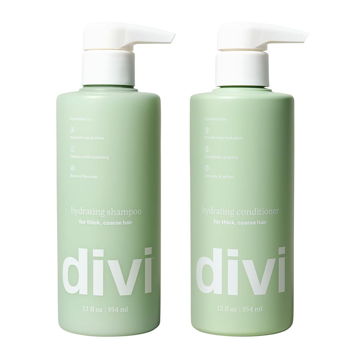 Divi Hydrating Shampoo bottle front view, 12 fl oz