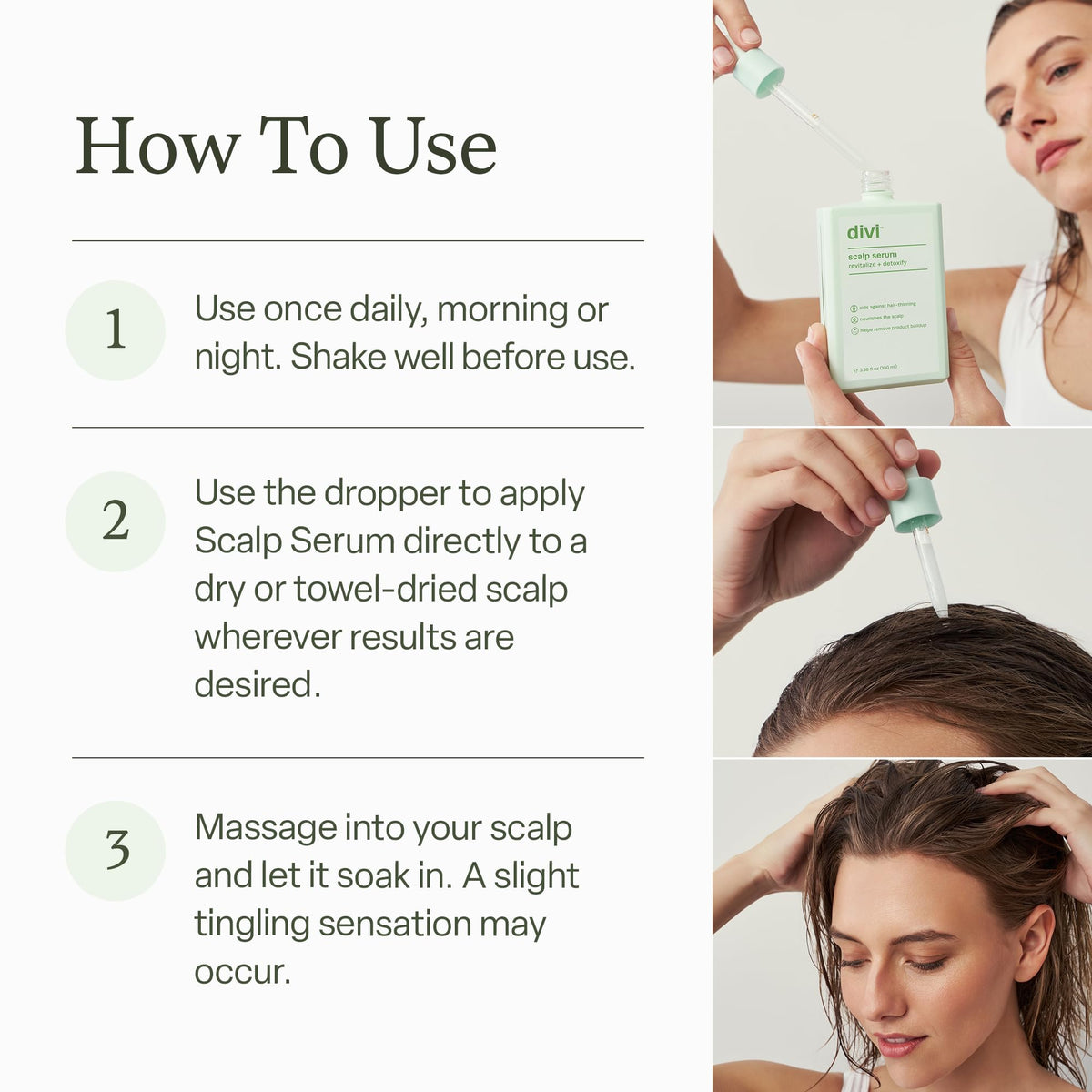 divi Scalp Serum 100 ml with a close-up of the dropper
