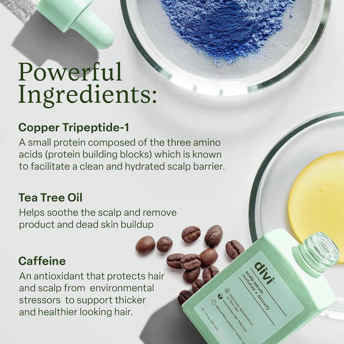 divi Scalp Serum 30ml in use with dropper application