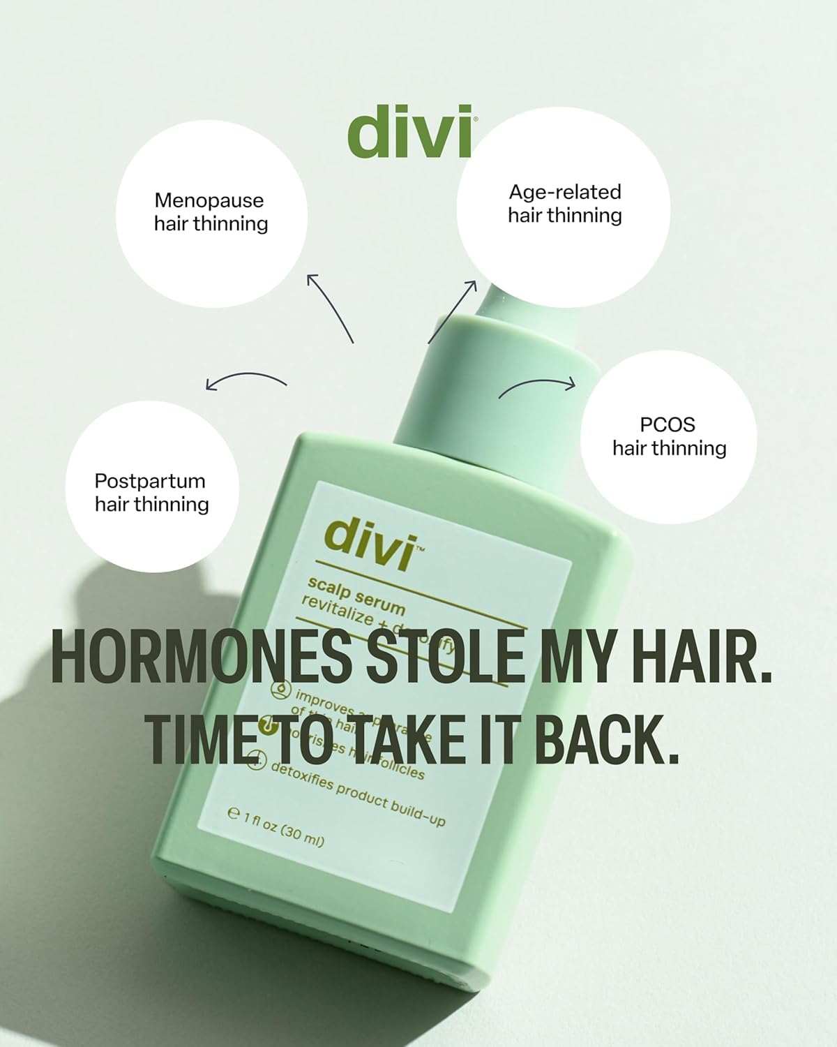 divi Scalp Serum 30ml with lifestyle background