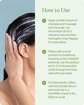 divi Volumizing Shampoo lathering on hair