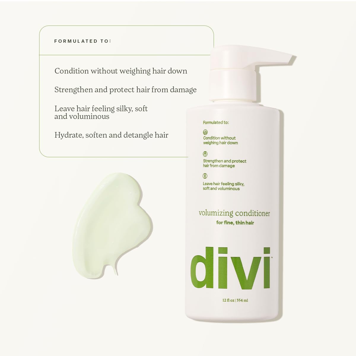 divi Volumizing Shampoo with green tea ingredient close-up