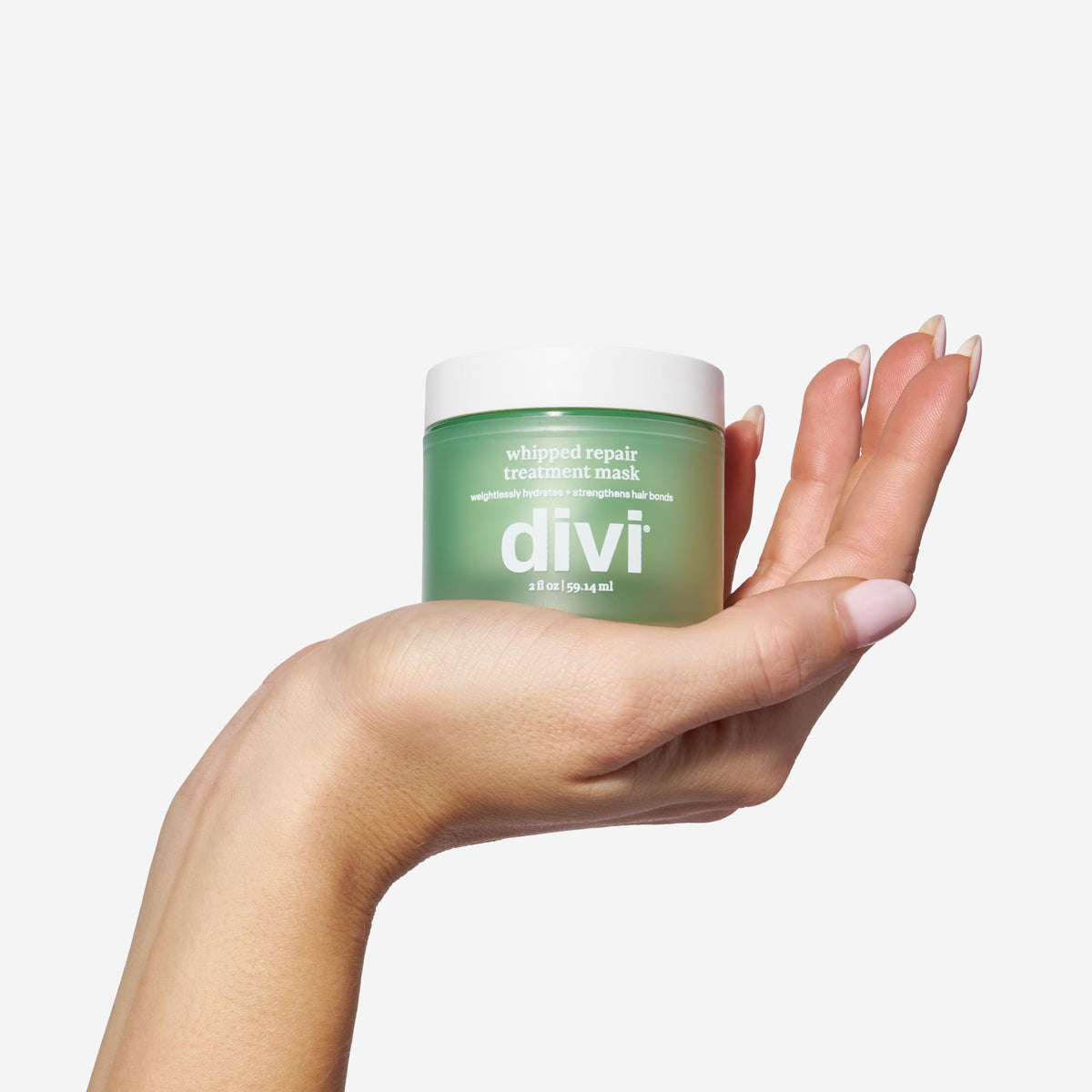 Divi Whipped Repair Hair Mask lid open showing product