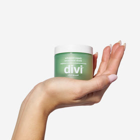 Divi Whipped Repair Hair Mask lid open showing product