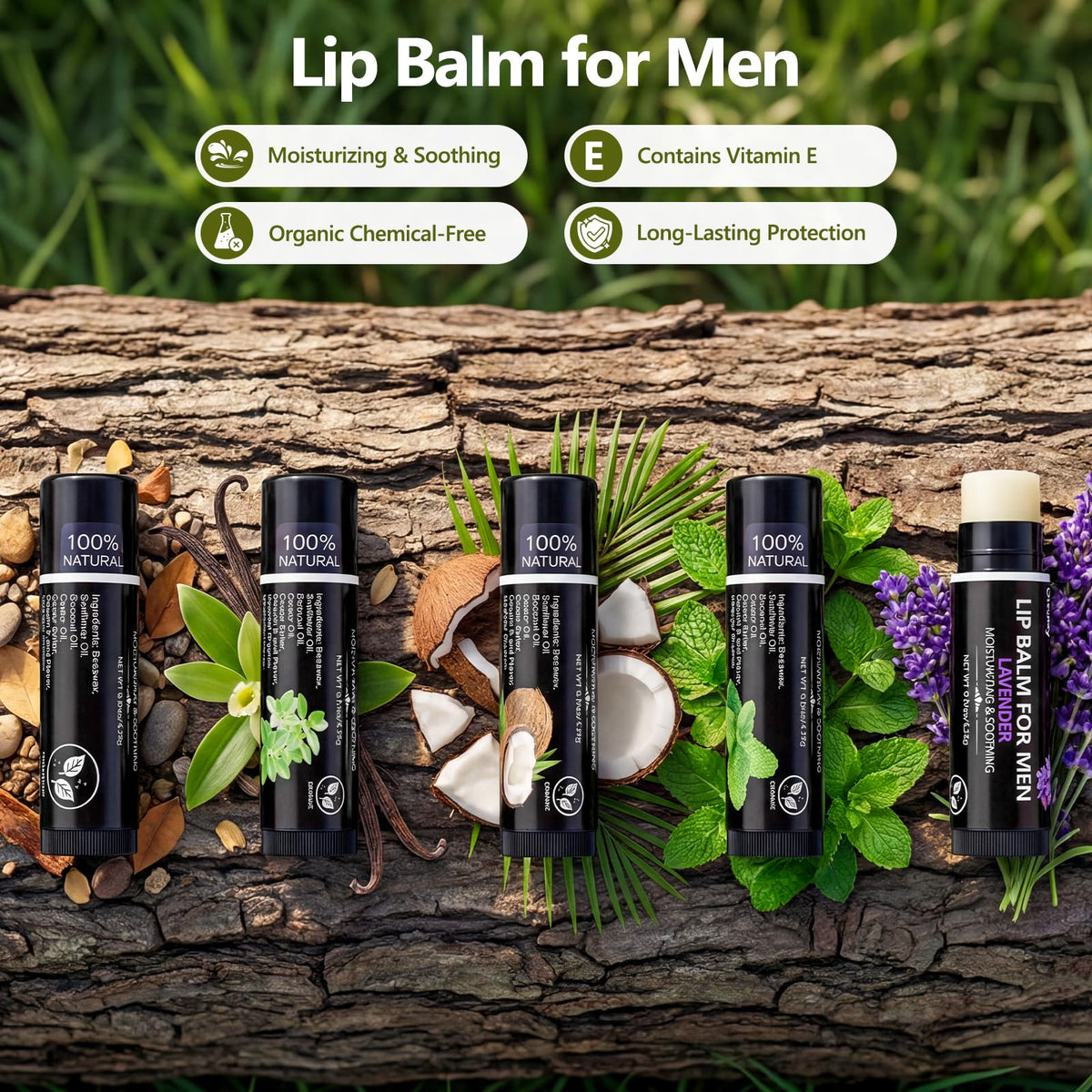 Dmsky lavender lip balm tube close-up