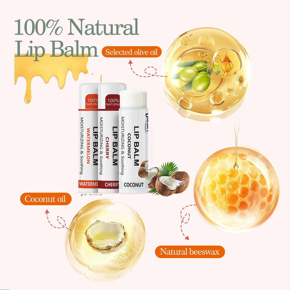 Dmsky lip balm packaging showing 10 flavours