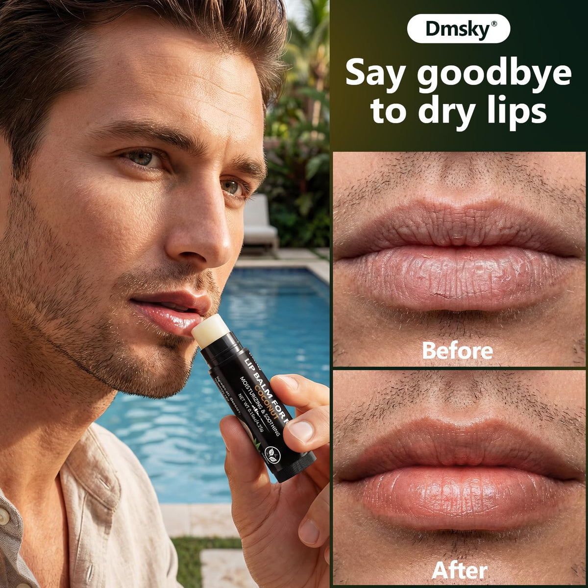 Dmsky vanilla lip balm tube with label detail