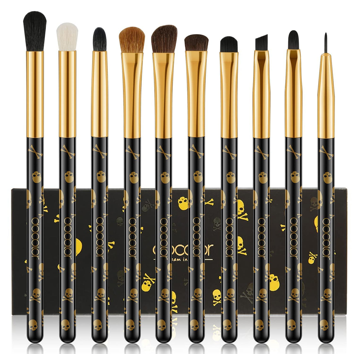 docolor Eye Makeup Brushes Set 10Pcs with skull printed handles