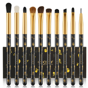 docolor Eye Makeup Brushes Set 10Pcs with skull printed handles