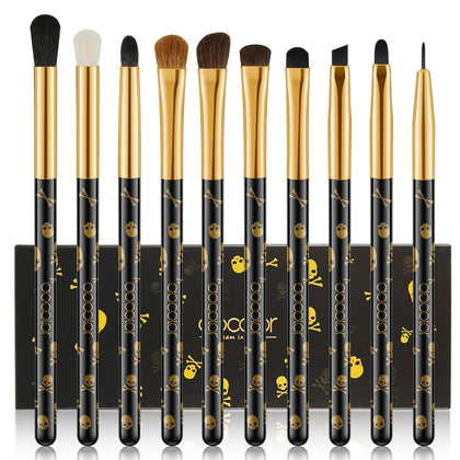 docolor Eye Makeup Brushes Set 10Pcs with skull printed handles