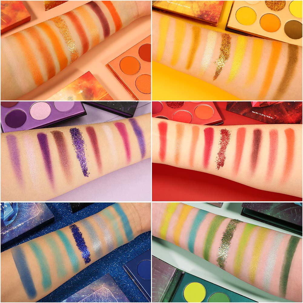 docolor eyeshadow palette with vibrant colour swatches